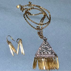 J Crew Crystal Pendant Necklace and Earring Set
